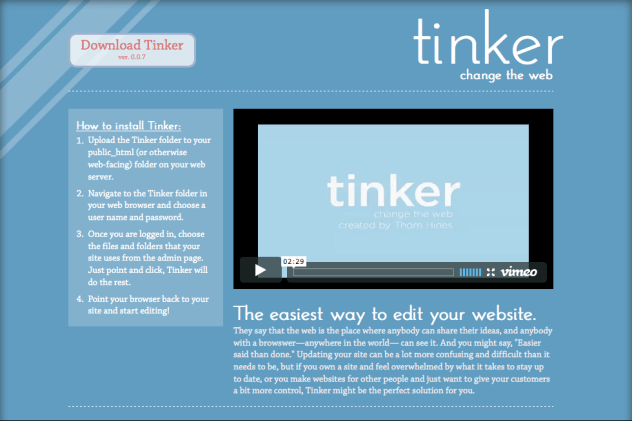 Tinker site preview